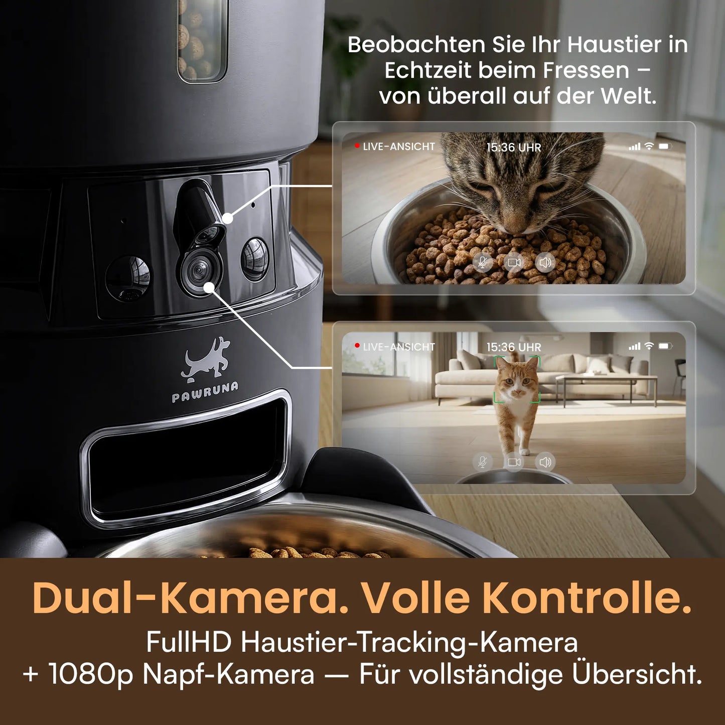 Pawruna Futterautomat 4L mit Kamera & App – für Katzen & Hunde Pawruna