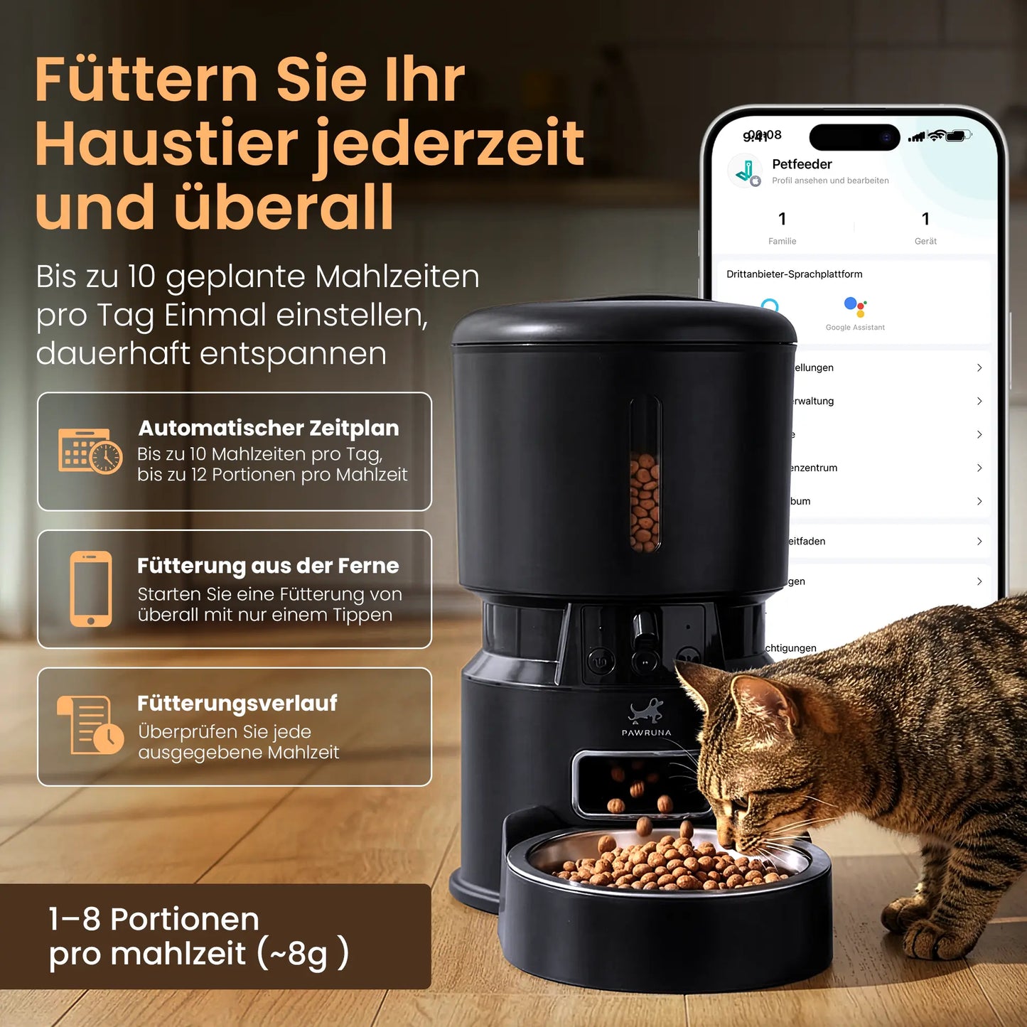Pawruna Futterautomat 4L mit Kamera & App – für Katzen & Hunde Pawruna